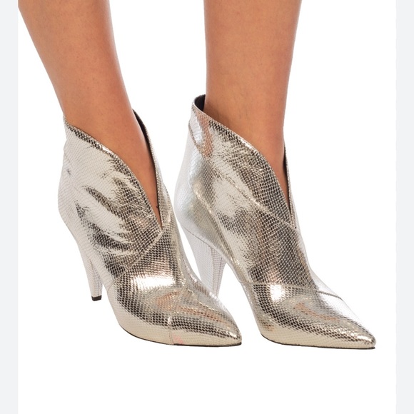 Isabel Marant Archenn Heeled Booties Snakeskin metallic Gold Size 36 6 - Picture 3 of 13